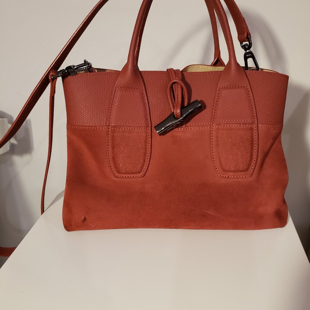 Longchamp Roseau suede satchel/shoulder bag